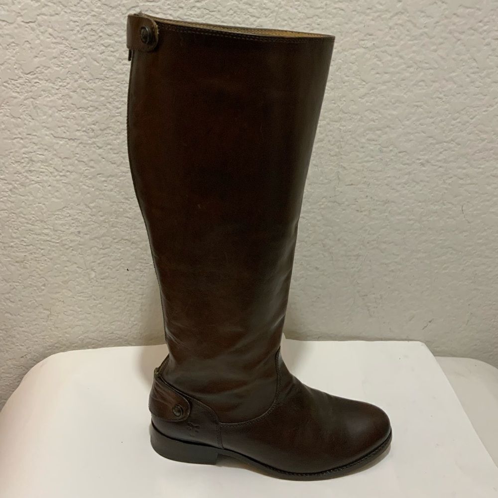 Frye Melissa Button Back Zip Boots, Brown Leather, Women's 6.5 M